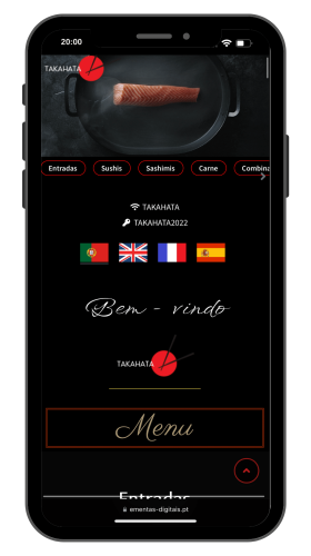 menus digitais, menu de restaurante japonês