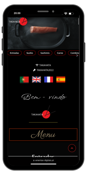 menus digitais, menu de restaurante japonês